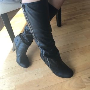 Black high heel boots